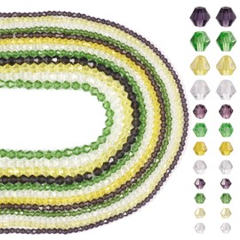 PandaHall 12 Strands Transparent Faceted Glass Beads Bicone Crystal Glass Loose Spacer Beads for DIY Crafts Bracelet Necklace Jewellery Making