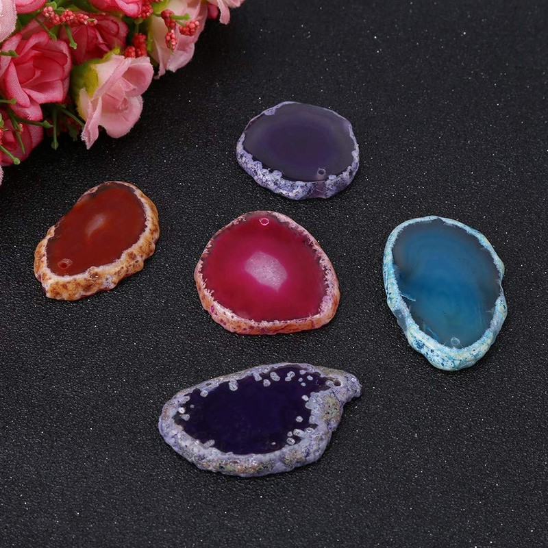 Pack of 5 Polished Agate Geode Discs, Stone Agate Light