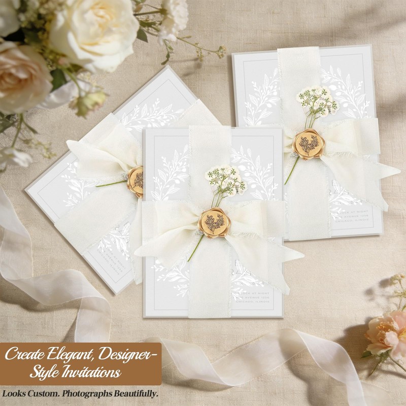 Dadoudou 50 Set Wedding Invitation Kit, Pre-Folded Vellum Jackets for