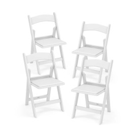Costway 4 Pack Patio outdoor portable Folding All-weather Resin Chairs with Padded Seat