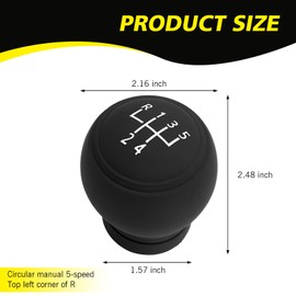 Shakas Car Gear Shift Knob Cover, High Tear Resistant Flexible Soft Silicone 5-Gear Round Manual Shifter Cover, Tuning Replacement Parts, Compatible with Peugeot Old Hyundai (Black)