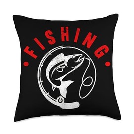 Angler, Fischer, Angel Fish Fish Outifts And Gifts Angel, Angler Fisherman Outfit Bass Fishing Throw Pillow, 18x18, Multicolor