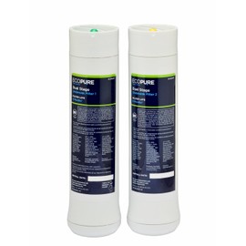 EcoPure ECODWF Dual Stage Water Filter Replacement Set – Fits ECOP20 Under Sink System – NSF-Certified – Reduces Lead, Chlorine, Cysts & More – 6-Month Life – Easy, Mess-Free Changes