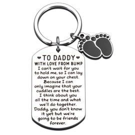 New Dad Gifts for Husband from Wife Baby Shower Bump Gift for New Dad Gifts for Men First Fathers Day First Time Dad to Be Gift Father to Be Keychain Christmas from Newborn Baby Boy Girl Gender Reveal