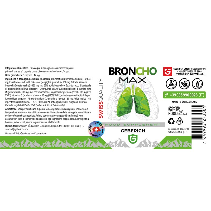 Bronchomax Dietary Supplement - Support of Lung Function and Protection