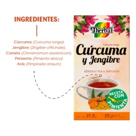 Té De Cúrcuma Con Jengibre Therbal 25 Sobres