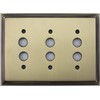 Deco Step Style Antique Brass 3 Gang Push Button Light