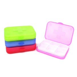 Honbay 4PCS 6 Compartments Waterproof Plastic Pill Organizer Box Case for Daily or Travel Use