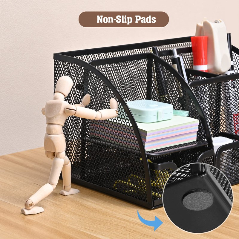 MumdoYAL Desk Organiser, Mesh Metal Office Organiser with Drawer and
