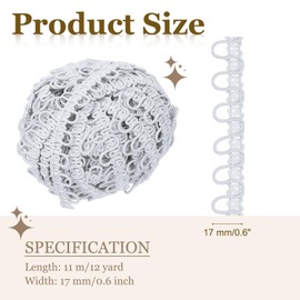sourcing map 4 Yard Braid Trim with Button Loops, 5/8 Inch Dress Zipper Extender Upholstery Trim for Sewing Wedding Dress DIY Crafts White