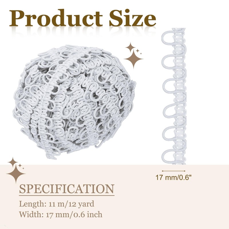 sourcing map 4 Yard Braid Trim with Button Loops, 5/8