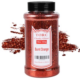 TORC Burnt Orange Chunky Glitter 1 Pound 16 OZ Glitter for Resin Crafts Tumblers Cosmetic Art Festival Decoration