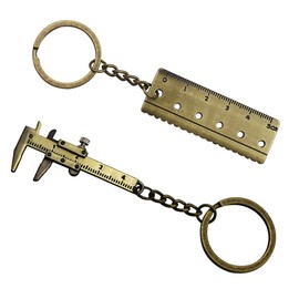 HATOOLHA® 2pcs Mini Tool Keychain, Vernier Caliper Ruler Key Chain Key Ring Antique Gold Tools Gift for Men Women