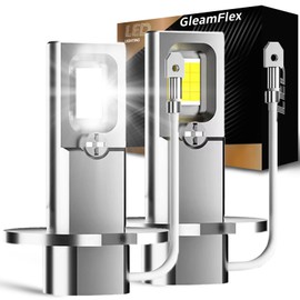 GleamFlex H3 LED Fog Light Bulb, 30000 Lumens H3 LED Bulb 6500K White, 1:1 Mini Size Plug and Play Canbus Ready, Long Lifespan Fog Lights DRL, Pack of 2