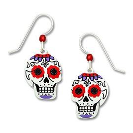 Sugar Skull Earrings - 925 Sterling Silver Ear Wire - Day of the Dead