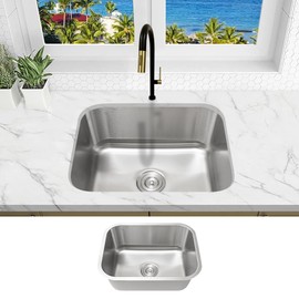 KABCO 23 Inch Stainless Steel Single Bowl Classic Kitchen Sink, Extra Thick 18 Gauge Undermount Rust Resistant, Sound and Heatproof Sink