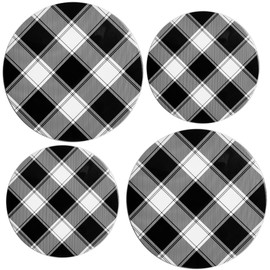 Reston Lloyd, Burner Covers For Electric Stovetop, Decorative Lightweight Tin Covers, Set of 4 (2-8 inch & 2-10 inch), Conceals Messy Drip Pans, Buffalo Check