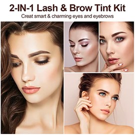 Eyelash & Eyebrow Kit, 2-In-1 Professional Lash & Brow Color Kit, Eye Brow and Eye Lash Coloring Set, Lasting for 4-6 Weeks Hair Color DIY for Salon & Home 7ml Coffee/Dark Brown