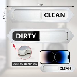 Dishwasher Magnet Clean Dirty Sign, High Strength Magnetic Effect, Made of High Grade Stainless Steel, Easy to Slide, High Match with Dishwasher Surface, A Perfect Match for Dishwasher (Gray)