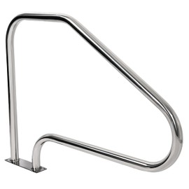 KUAFU 37" x 45-7/8" Swimming Pool Handrail Stainless Steel Polishing Silver Ladder Step Handrail W/O Anchors