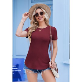 Ekouaer Women Post Pregnancy Tops Comfy Workout Maternity Shirts Lightweight Mommy Must Have Postpartum Casual Tunic Tops Caramel/Army Green/Dark Red M