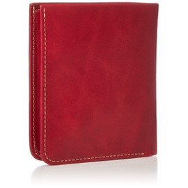 Hanatra M03-Black Italian Leather Bi-fold Wallet, Light and Small Wallet, Vegetable Tanned Leather, red