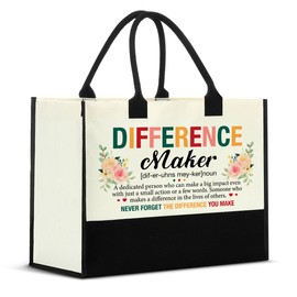 Thank You Gifts for Women, Appreciation Gifts for Boss Leader Coworker Teacher Nurse, Difference Maker Definition Canvas Tote Bag for Women Shopping Grocery Bag