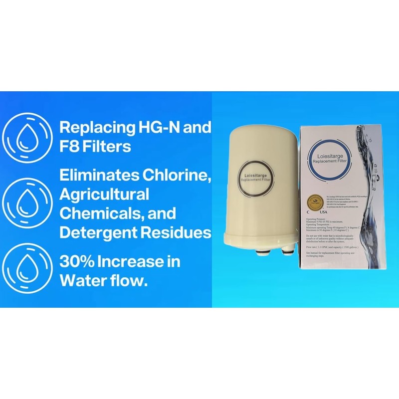 Loiesitarge High Grade Water Filter Replacement, Removal of Chlorine for