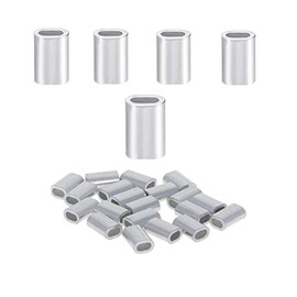 [Set of 100 / 0.04 inch (1 mm)] Wire Rope Aluminum Sleeve Aluminum Oval Sleeve Aluminum Clamp Tube Aluminum Crimp Loop Cable Crimper Fixing Aluminum Crimper for Wire Rope (M3)