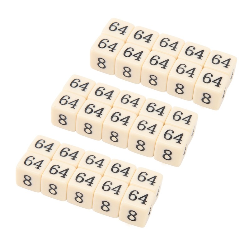 30PCS 6 Sided Number Dice 15.5mm Multiple Of 2 Number