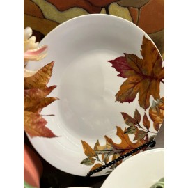 Royal Norfolk Fall Leaves 4 Dinner Plates Stoneware Thanksgiving Autumn