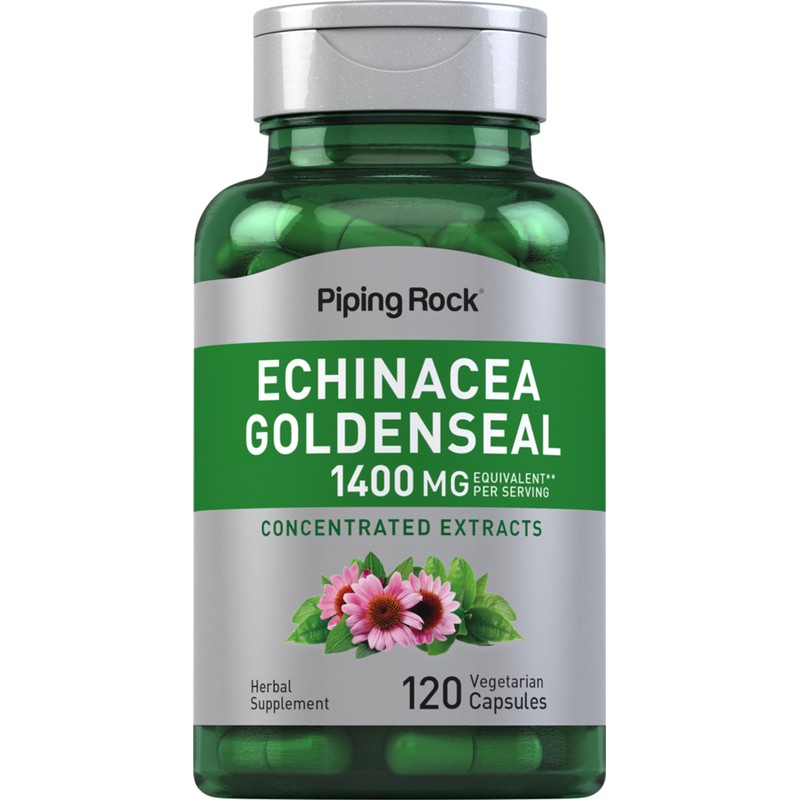 Piping Rock Echinacea Goldenseal Capsules | 1400mg | 120 Vegetarian