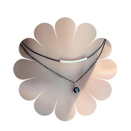 Aneneiceera Punk Layered Black Choker Necklace Round Black Crystal Pendant Necklace Silver Tube Bar Necklace Vintage Leather Necklace Chain Jewellery for Women and Girls (Silver), Metal Material