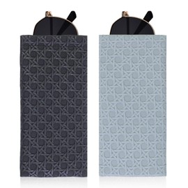 FlyingMage Double Eyeglass Case Soft Dual Glasses Case for Women Men Travel Squeeze Top Sunglasses Cases Eyeglasses Pouch (2, Black+Grey Woven)