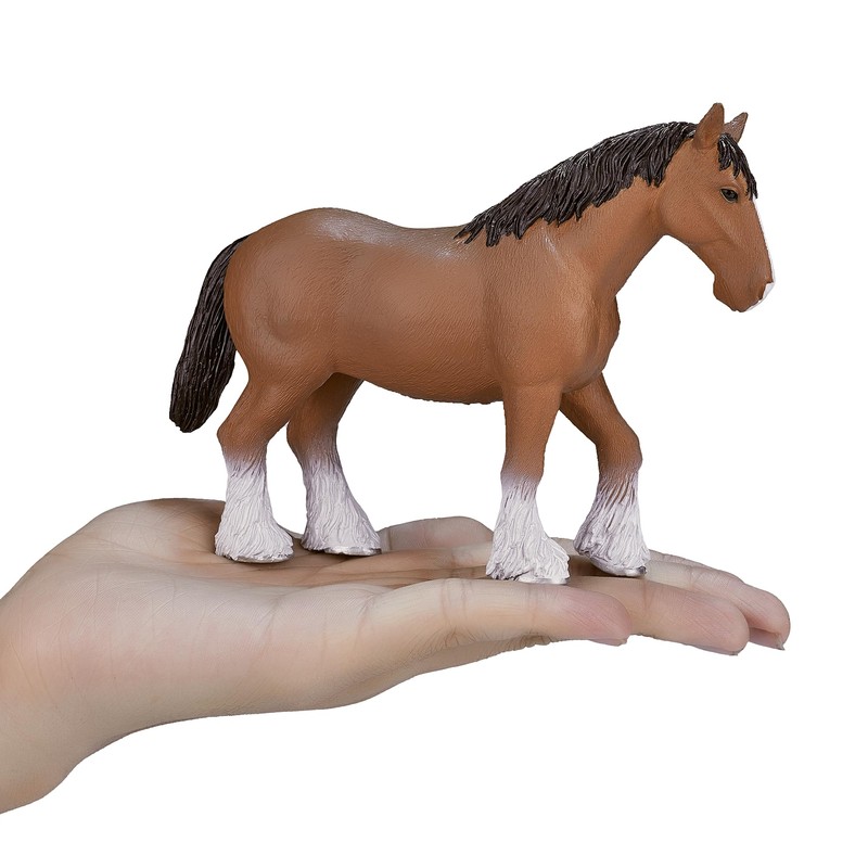 MOJO Brown Clydesdale Realistic Horse Toy Replica Hand Painted Figurine