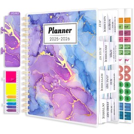 Planner 2025-2026, Large 18 Months Academic Daily Weekly Monthly Planner Yearly Agenda July. 2025–Dec. 2026, 7.9" x 9.8", Page Tabs, Separator Page, Pocket Folder, Bookmark, Stickers, Sticky Note Set