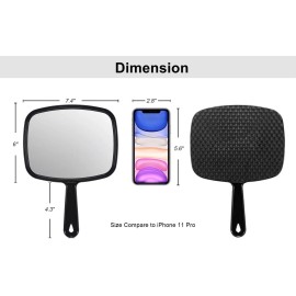 PROTECLE Hand Mirror, 10.3" L x 7.4" W Salon Barber Hairdressing Handheld Mirror