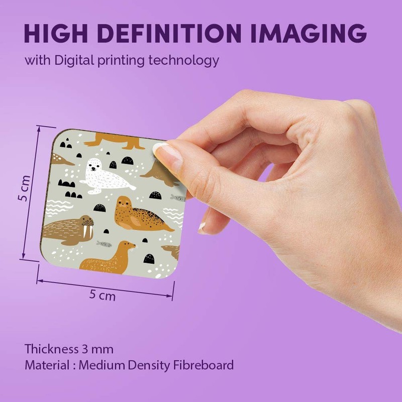 1 x Square MDF Fridge Magnet - Seal Walrus Sea