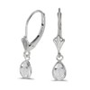 14k White Gold Pear White Topaz Bezel Lever-back Earrings