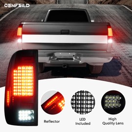 LED Tail Lights Pair Fit for Ford F150 1997-2003 and F150 Heritage 2004, for F250 F350 Super Duty 1999-2007 (Fit Fleetside Models), Rear Brake Lamp Taillights Assembly, Chrome Housing Smoked Lens