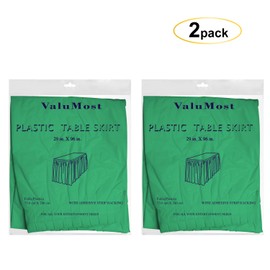 Party Essentials Plastic Table Skirt, 2-Count, 29" W x 8' (96") L, Kelly Green