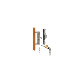 Sliding Glass Patio Door Handle Set with Internal Lock for Viking Doors, 3-15/16" Screw Holes, Keyed, Wood/Aluminum