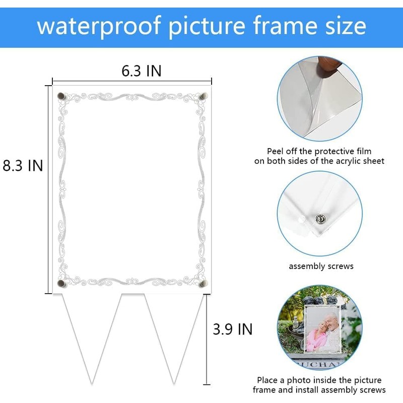 5X7 Waterproof Picture Frame for Grave, Acrylic Outdoor Picture Frame,
