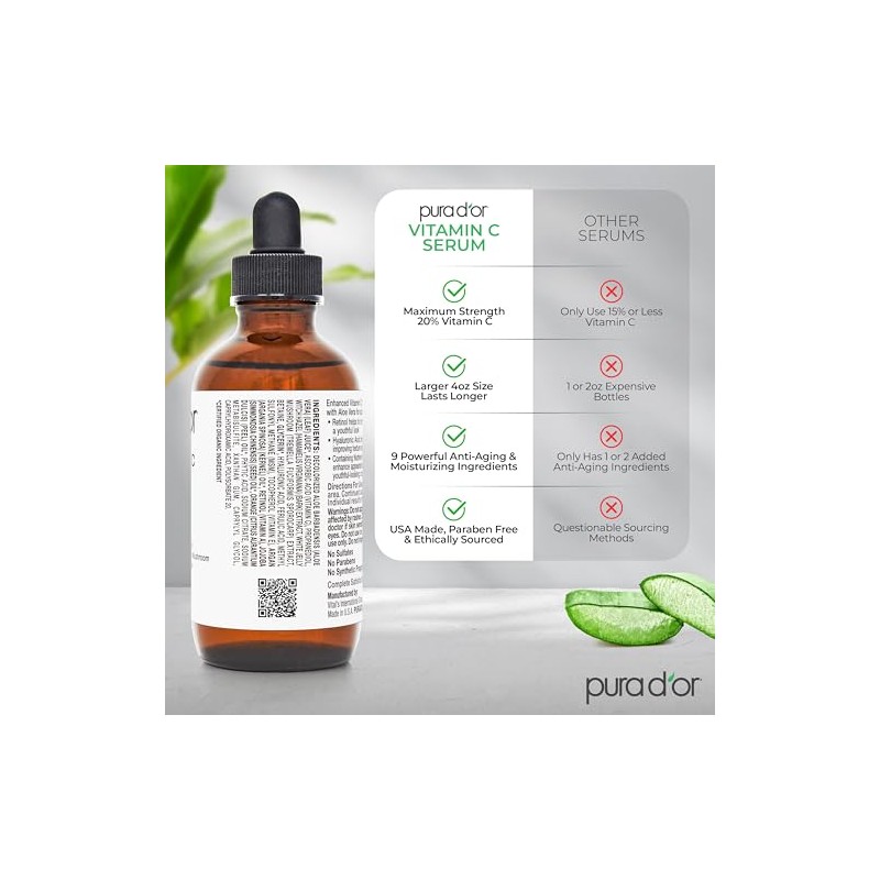 Pura D'or Vitamin C Serum, 4 Ounce