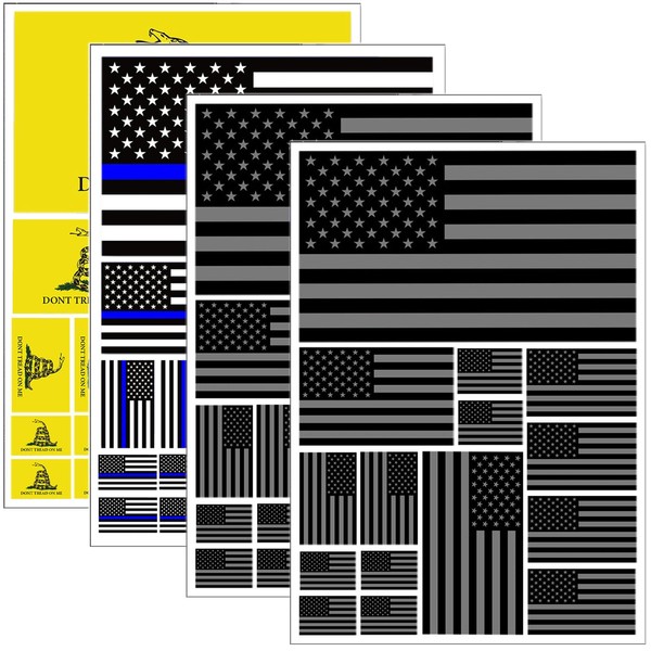 2 Pack Black US American Flag Sticker & 1 Pack