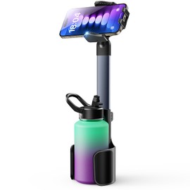 TAZENI 2 in 1 Cup Holder Cell Phone Holder Mount for Car Aluminum Alloy Rod Cup Phone Holder for Car Bottle Free Cupholder Cellphone Holder Easy Use & Stable & Universal Fit 2.5-4'' Cup Holder