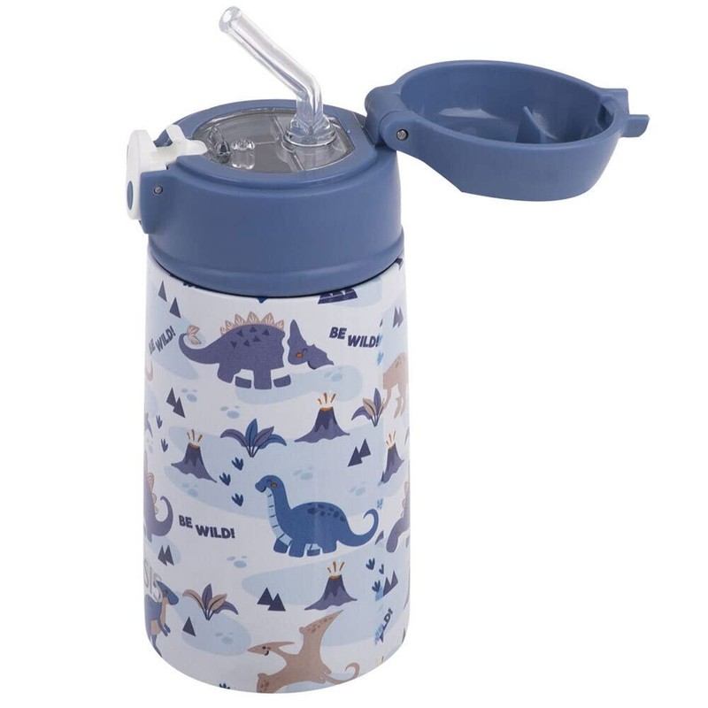 Oasis Double Wall Insulated Kids 400ml Bottle Stainless Steel Dinosaur