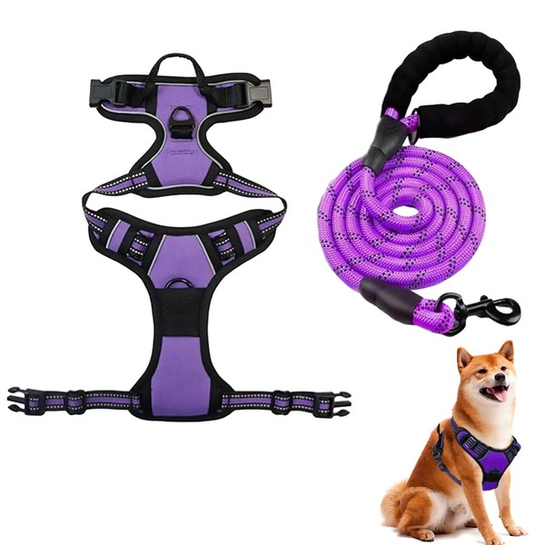 Dog Harness with Leash Combo, No Pull Reflective Vest for