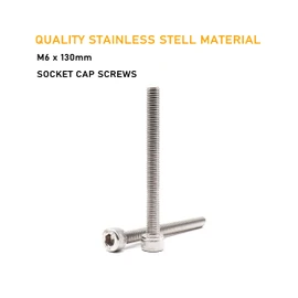 binifiMux 6pcs M6 x 130mm Full Thread 304 Stainless Steel Hex Socket Cap Bolt Screw