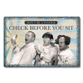 Desperate Enterprises Stooges Bathroom Aluminum Sign - Nostalgic Vintage Metal Wall Décor - Made in USA